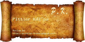 Pittler Kósa névjegykártya